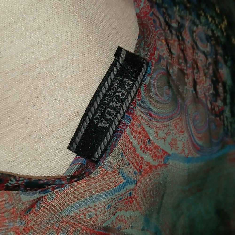 Vintage Prada Sheer Paisley Flutter-Sleeve Mini Dress/Top - Picture 5 of 6